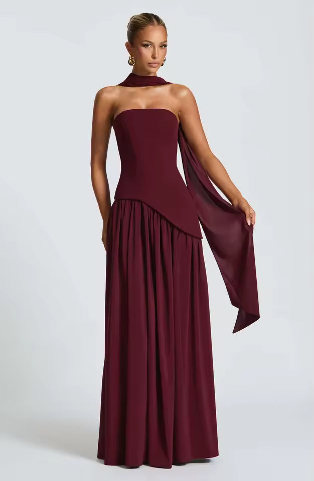 New Dresses 2025 Woman Fashion Summer Sheath Solid Color Split Dress Sexy Backless High Split Skirt
