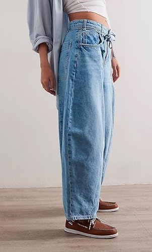 Kedera Womens Baggy Barrel Jeans Boyfriend Wide Leg Cropped Denim Pants Mid Rise Y2K Jeans Ankle Pants Trouser 2024