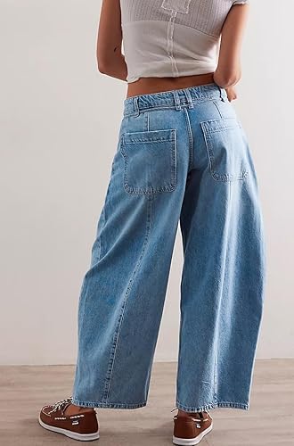 Kedera Womens Baggy Barrel Jeans Boyfriend Wide Leg Cropped Denim Pants Mid Rise Y2K Jeans Ankle Pants Trouser 2024